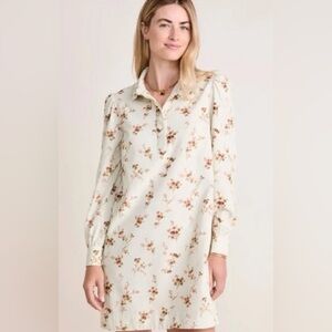Vineyard Vines women's corduroy popover shirt dress in an ivory floral print M